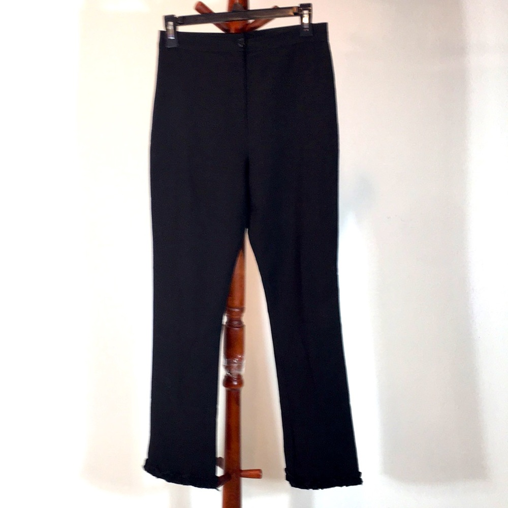 Paris, Milan, London Black Pants with Ruffled Hem!